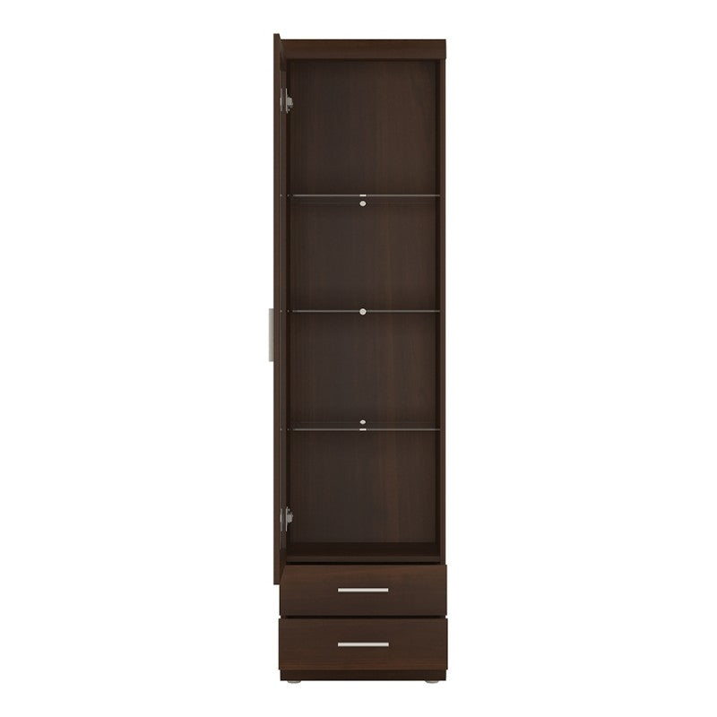 Imperial Tall Glazed 1 Door 2 Drawer Narrow Cabinet in Dark Mahogany Melamine