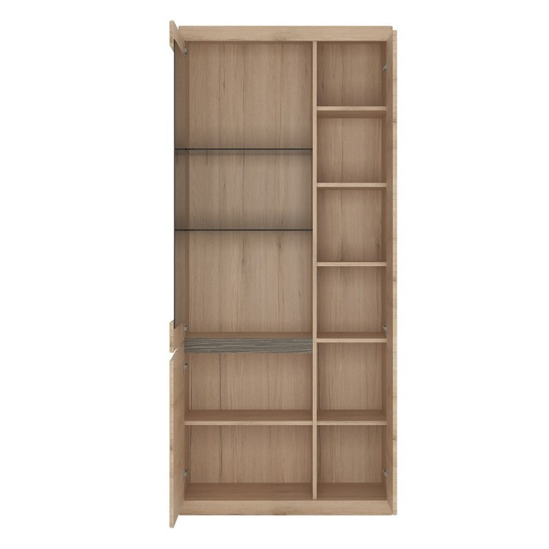Kensington Tall 3 door display cabinet in Oak