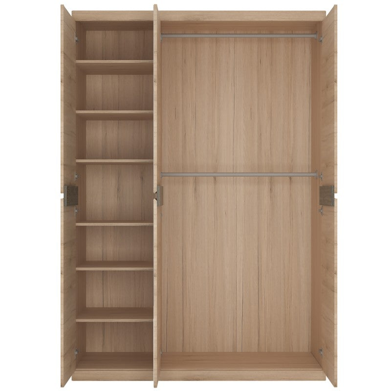 Kensington 3 Door Wardrobe with Centre Mirror doorin Oak