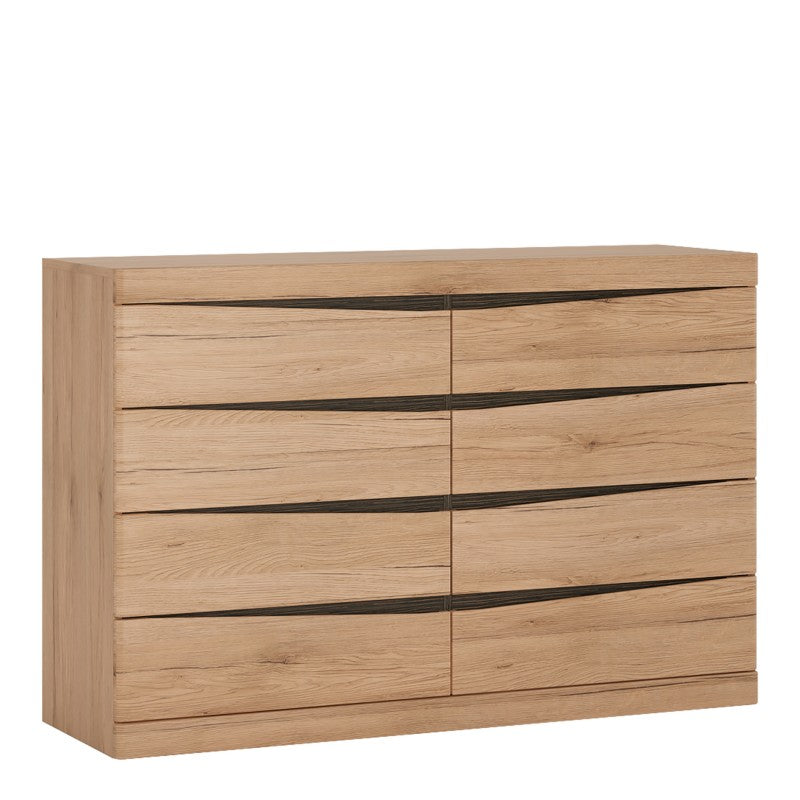Kensington 4 + 4 Wide Chest of Drawers in Oak.