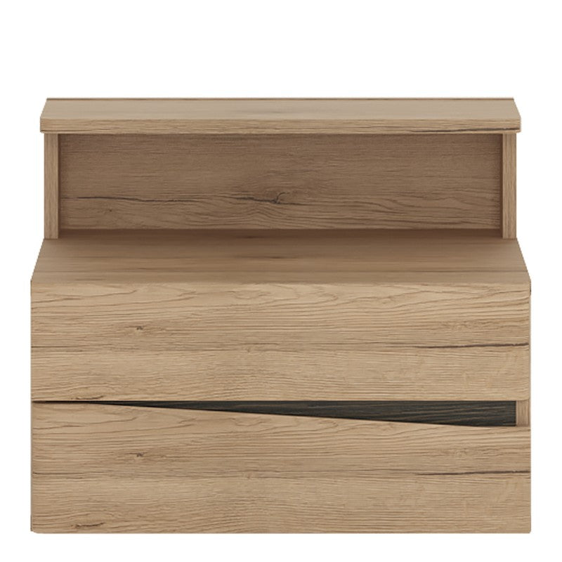 Kensington 2 Drawer Bedside Cabinet LH Drawer (wall fixing) in Oak.