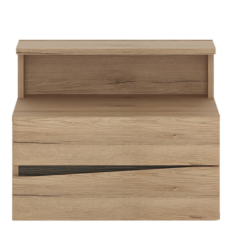 Kensington 2 Drawer Bedside Cabinet RH Drawer (wall fixing) in Oak.
