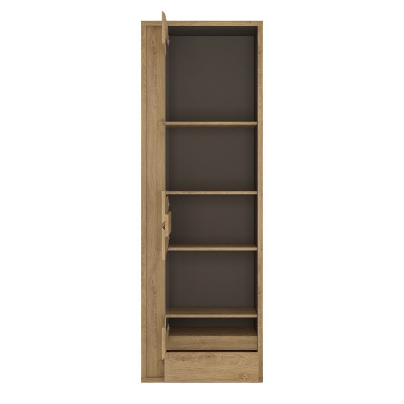 Shetland 1 Door 1 Drawer Narrow Glazed display cabinet in Shetland Oak