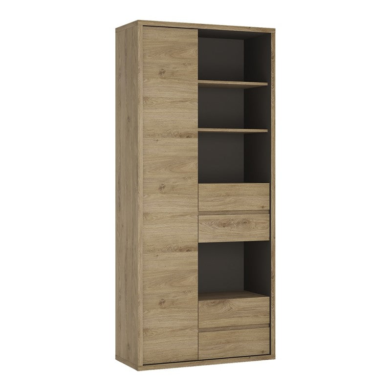 Shetland Tall wide 1 door 4 drawer bookcase  in Shetland Oak