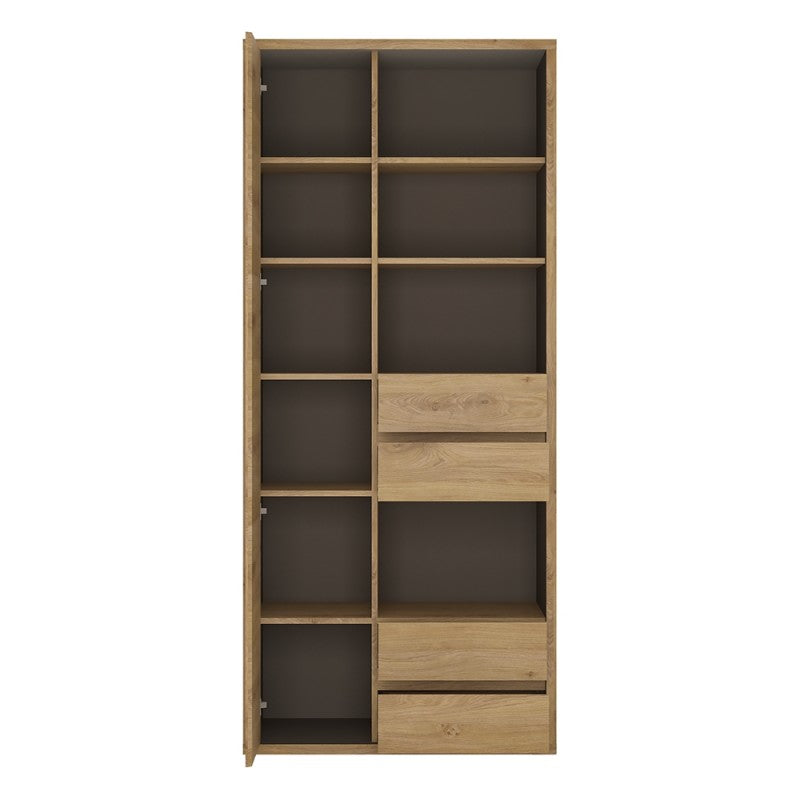 Shetland Tall wide 1 door 4 drawer bookcase  in Shetland Oak
