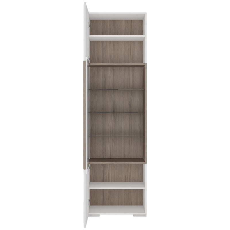 Toronto Tall narrow glazed display cabinet with internal shelves (inc. Plexi Lighting)