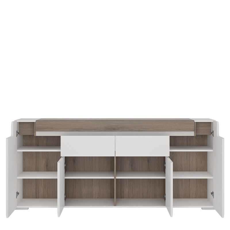 Toronto Wide 4 Door 2 Drawer Sideboard (inc. Plexi Lighting)