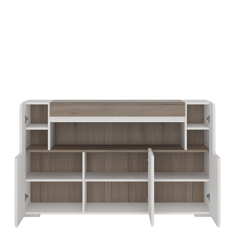 Toronto 3 Door Sideboard with open shelving (inc. Plexi Lighting)