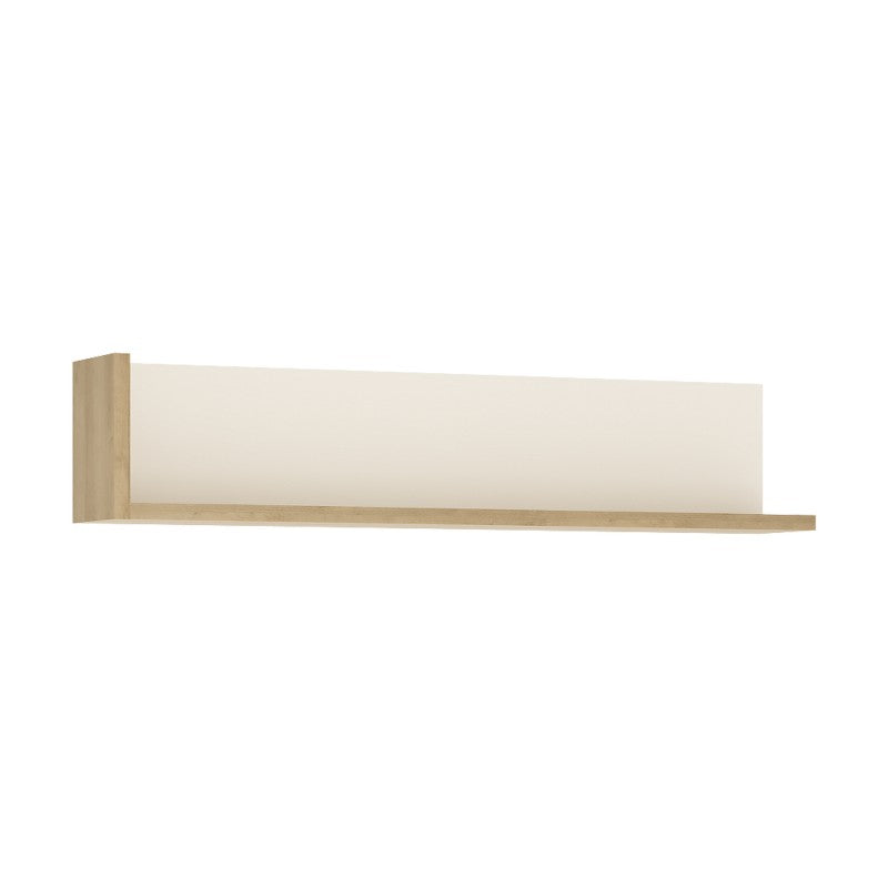 Lyon 120cm wall shelf in Riviera Oak/White High Gloss