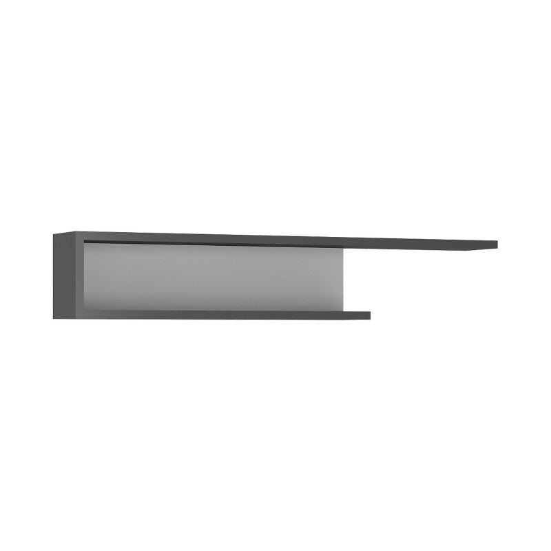 Lyon 140cm wall shelf in Platinum/Light Grey Gloss