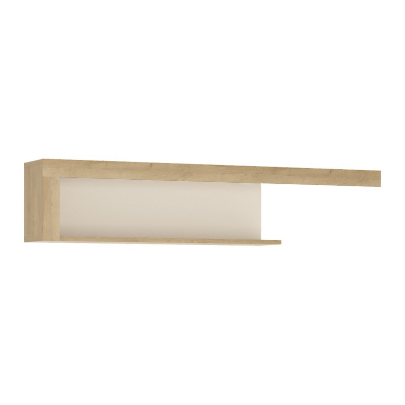 Lyon 130cm wall shelf in Riviera Oak/White High Gloss