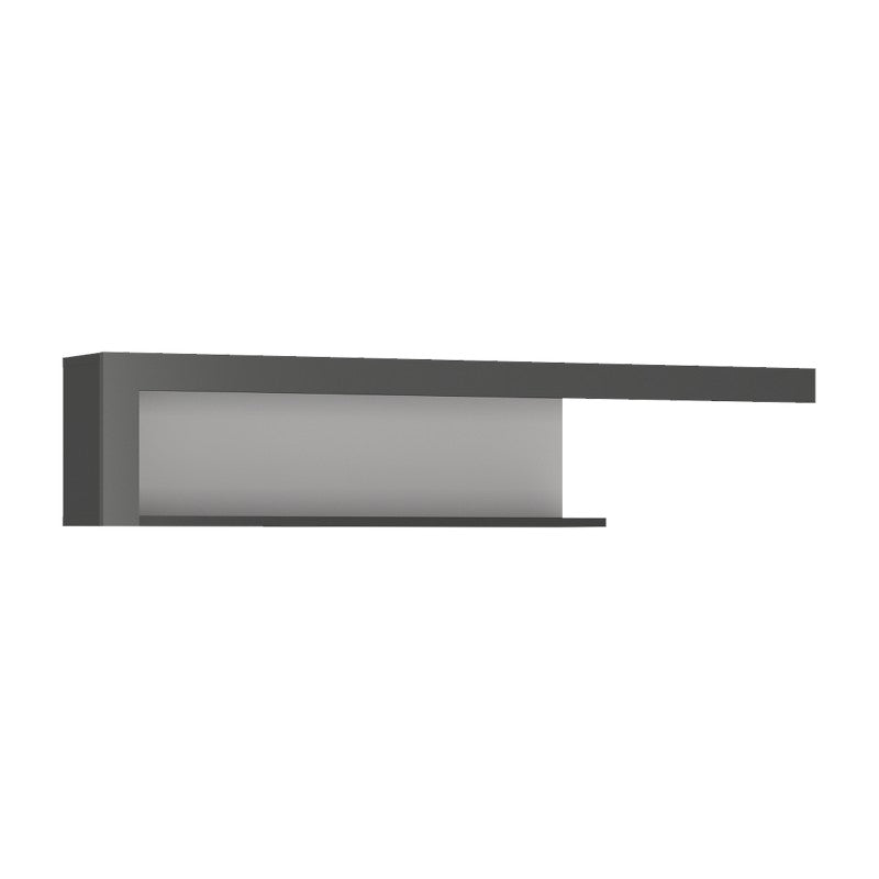 Lyon 130cm wall shelf in Platinum/Light Grey Gloss