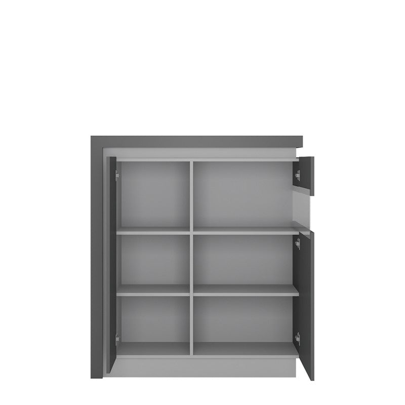 Lyon 2 door designer cabinet (RH) (including LED lighting) in Platinum/Light Grey Gloss
