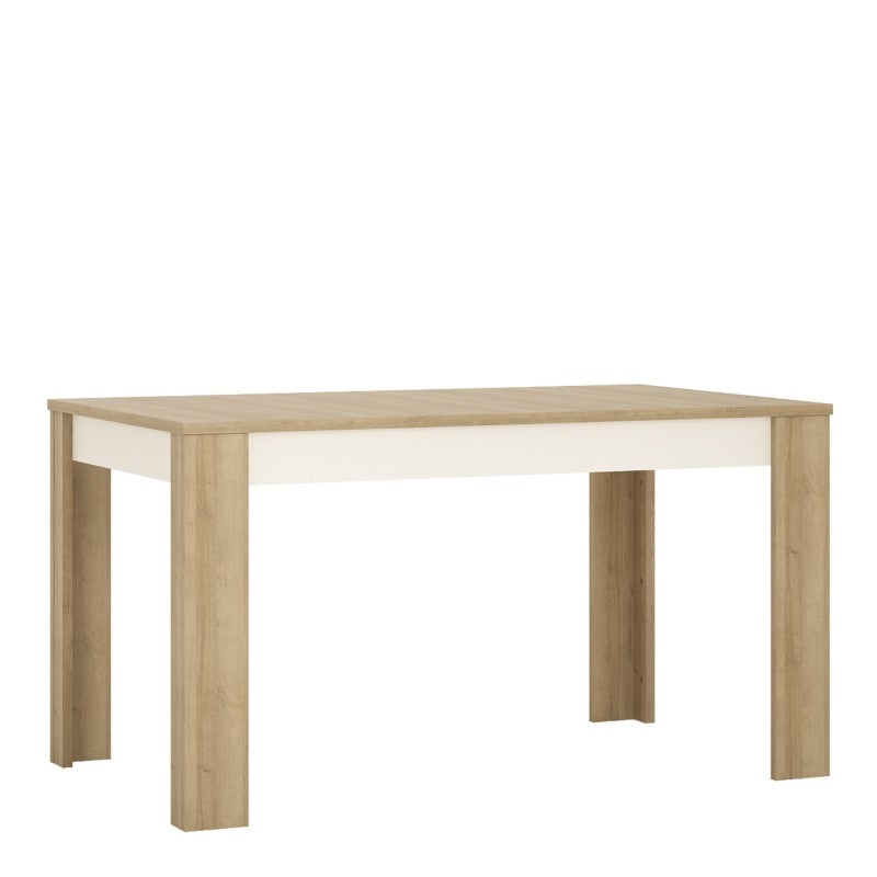 Lyon Medium extending dining table 140/180 cm in Riviera Oak/White high gloss