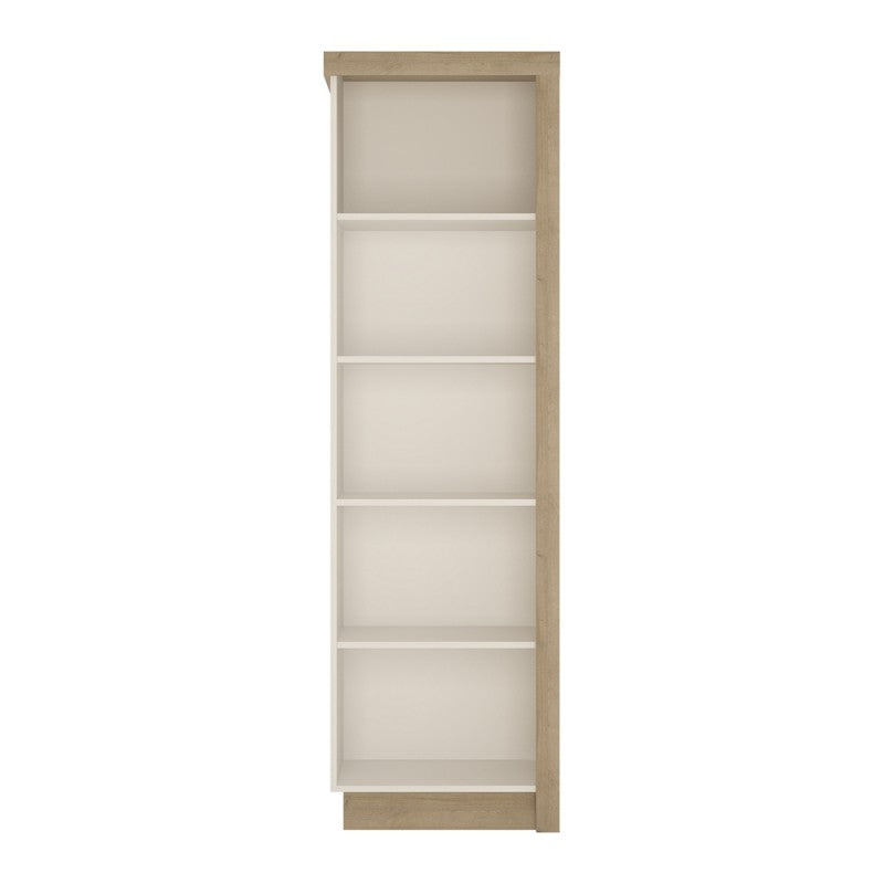 Lyon Bookcase (LH) in Riviera Oak/White high gloss