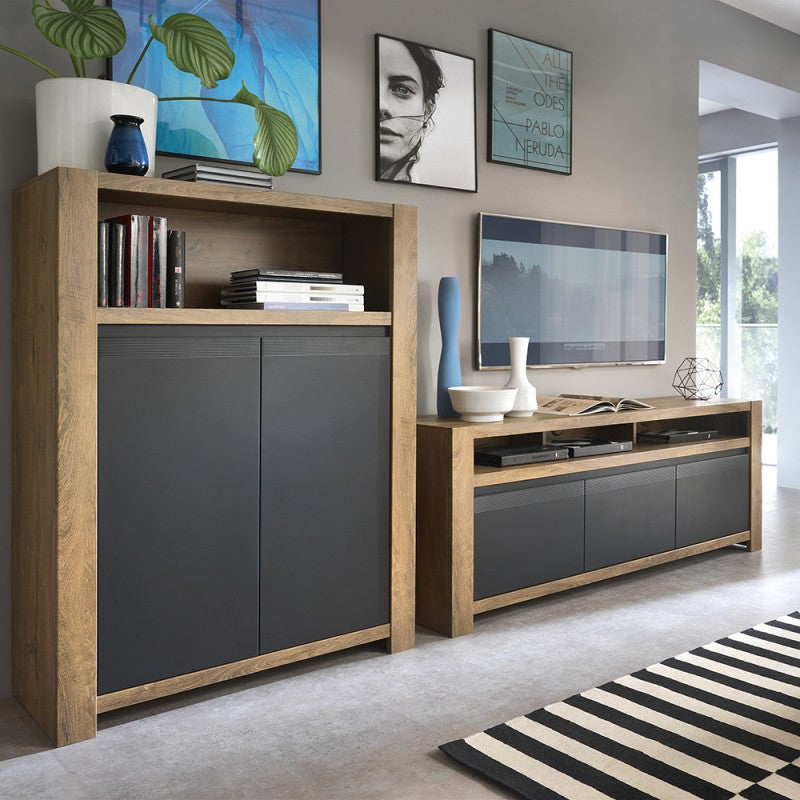 Havana 2 door cupboard with open shelf