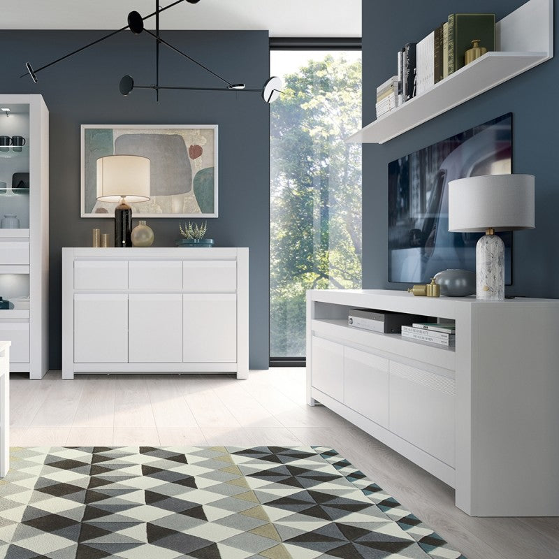 Novi 3 Door TV Cabinet in Alpine White