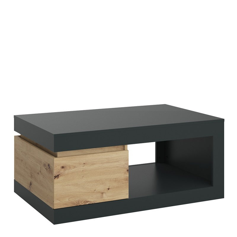Luci 1 drawer coffee table in Platinum and Oak
