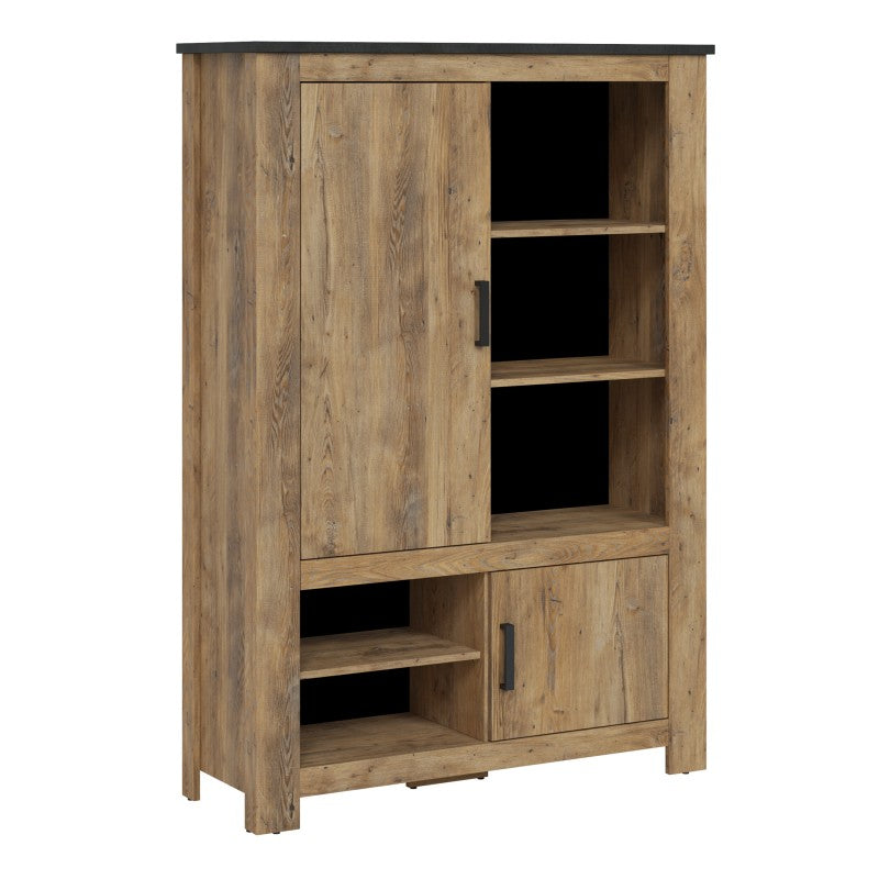 Rapallo 2 door 5 shelves cabinet in Chestnut/Dark Matera