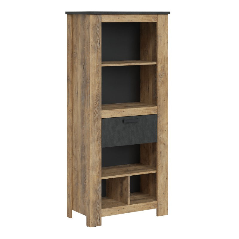Rapallo 1 drawer bookcase in Chestnut/Dark Matera