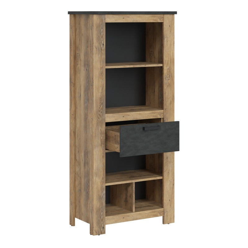 Rapallo 1 drawer bookcase in Chestnut/Dark Matera