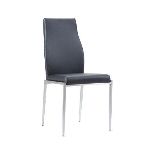 Milan High Back Chair Black Faux Leather. Set of 2