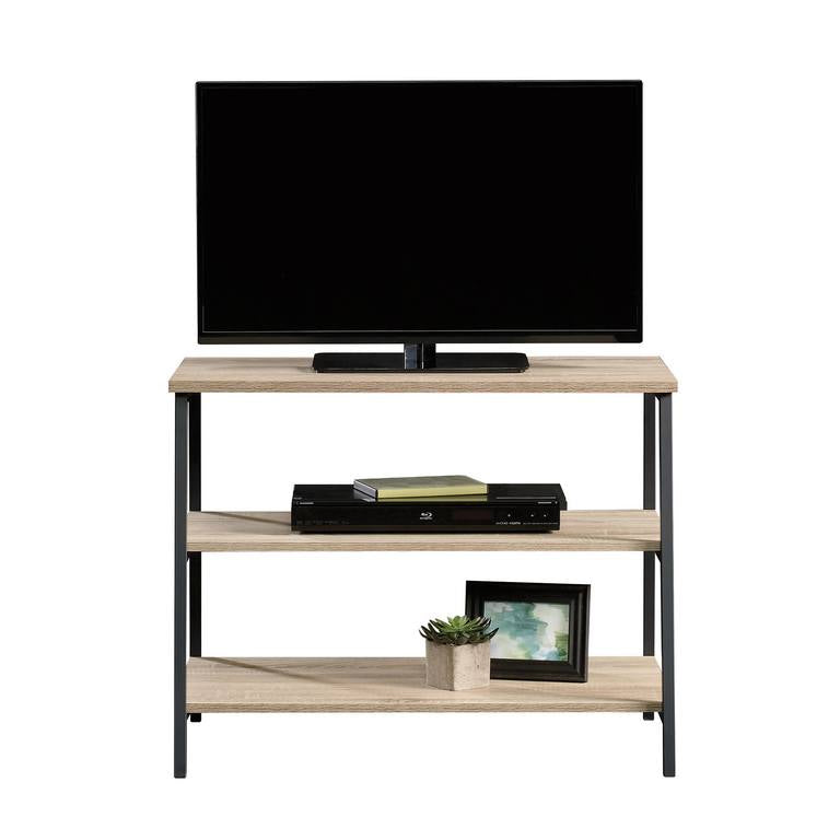 Industrial Style TV / Trestle Shelf (Charter Oak Finish)