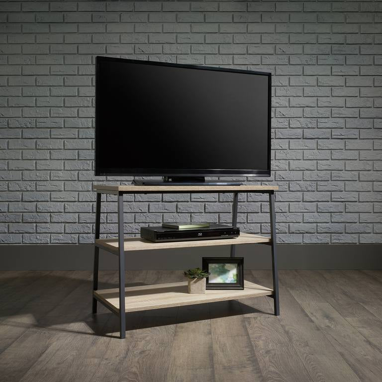 Industrial Style TV / Trestle Shelf (Charter Oak Finish)