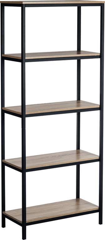 Industrial Style 4 Shelf Bookcase (Charter Oak Finish)