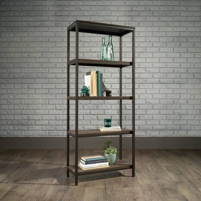 Industrial Style 4 Shelf Bookcase (Smoked Oak Finish)