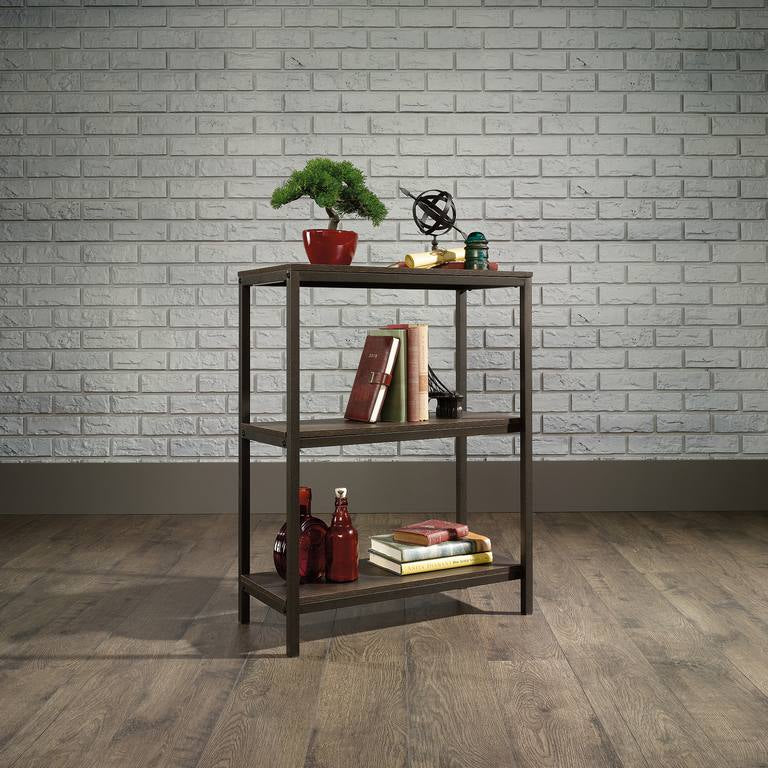 Industrial Style 2 Shelf Bookcase (Smoked Oak Finish)
