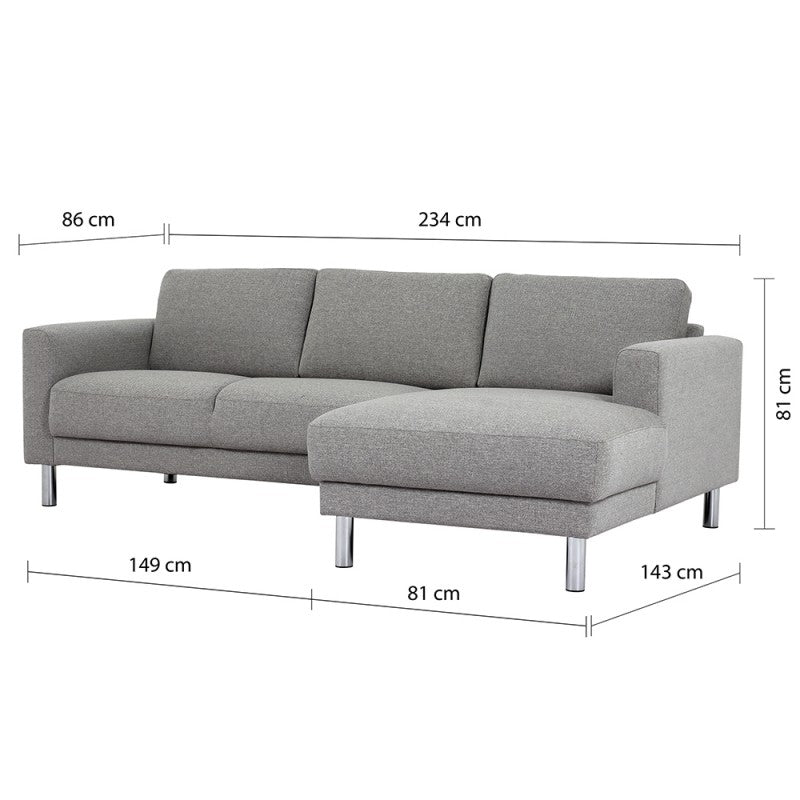 Cleveland Chaiselongue Sofa - NOVA Light Grey  (RH)