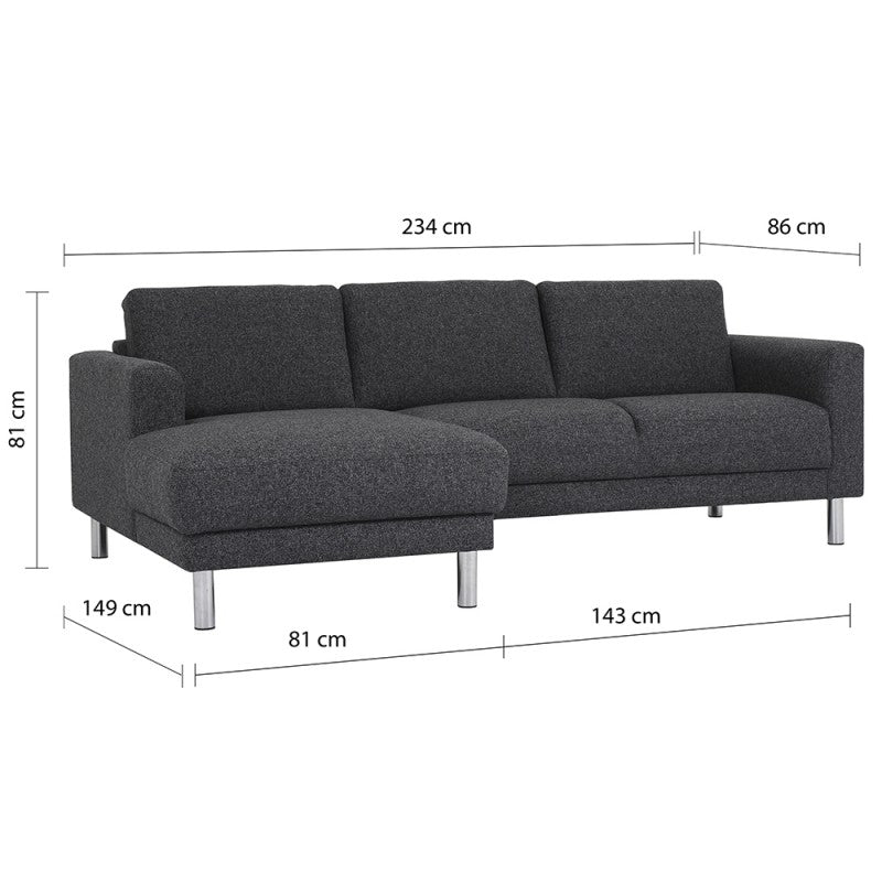 Cleveland Chaiselongue Sofa - NOVA Anthracite (LH)