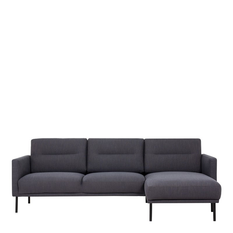 Larvik Chaiselongue Sofa - Soul Anthracite (RH), Black Legs