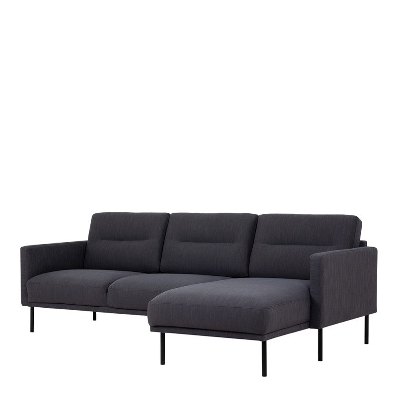 Larvik Chaiselongue Sofa - Soul Anthracite (RH), Black Legs