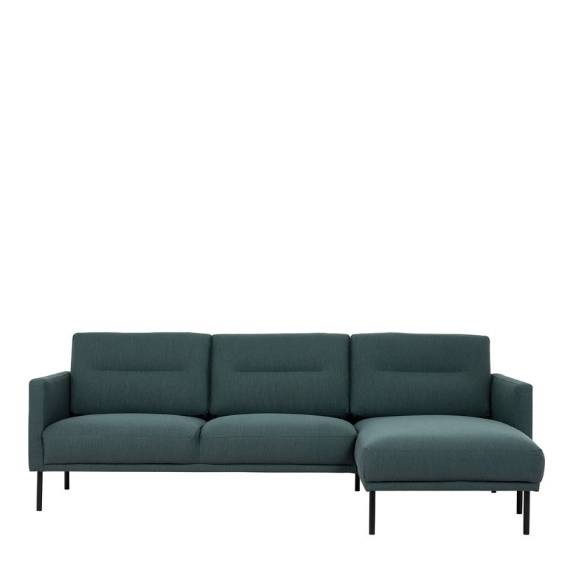 Larvik Chaiselongue Sofa - Soul 383 Dark Green (RH), Black Legs