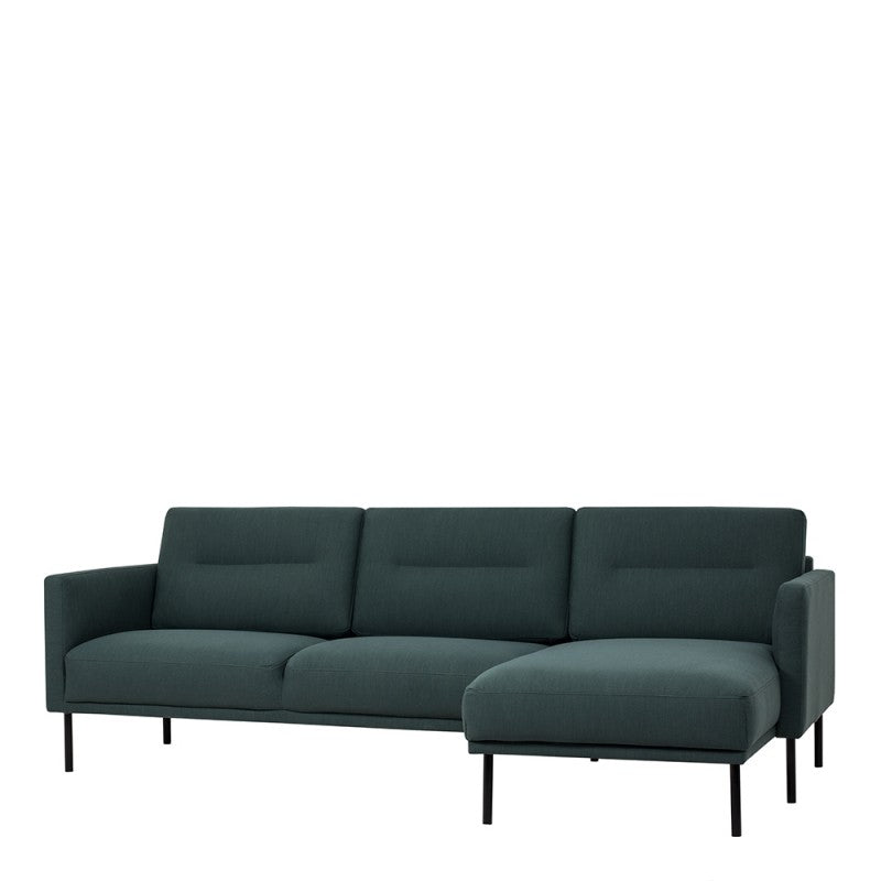 Larvik Chaiselongue Sofa - Soul 383 Dark Green (RH), Black Legs