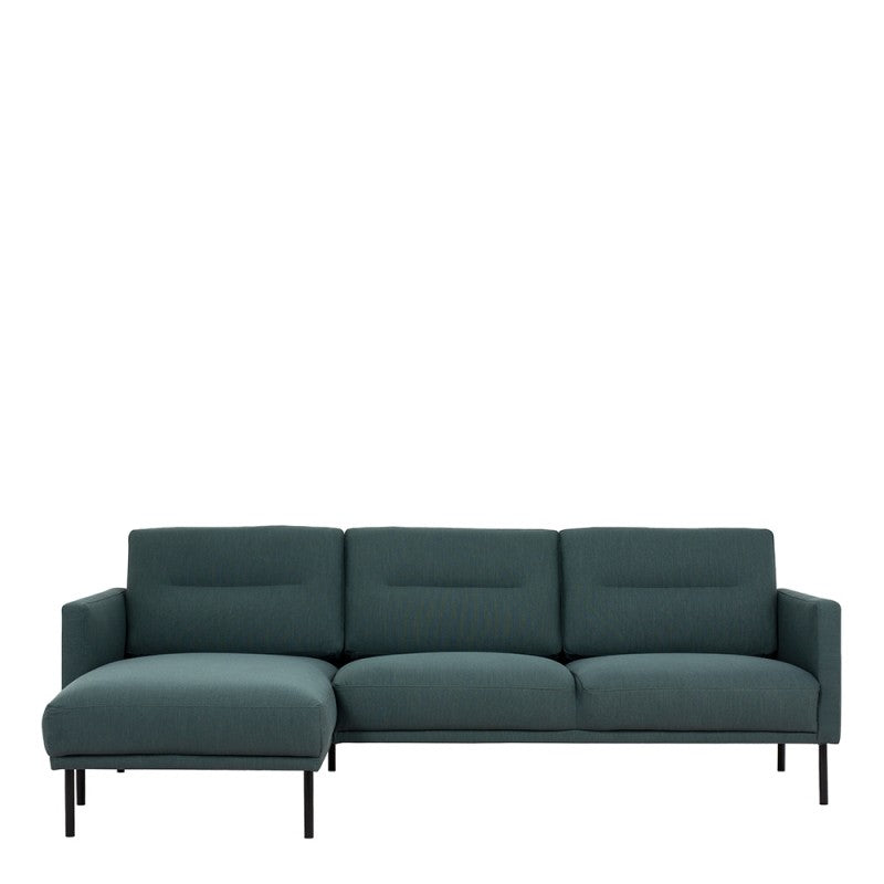 Larvik Chaiselongue Sofa - Dark Green (LH), Black Legs
