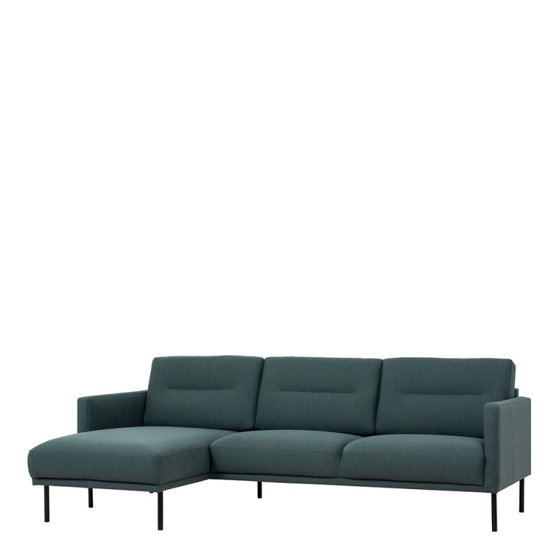 Larvik Chaiselongue Sofa - Dark Green (LH), Black Legs