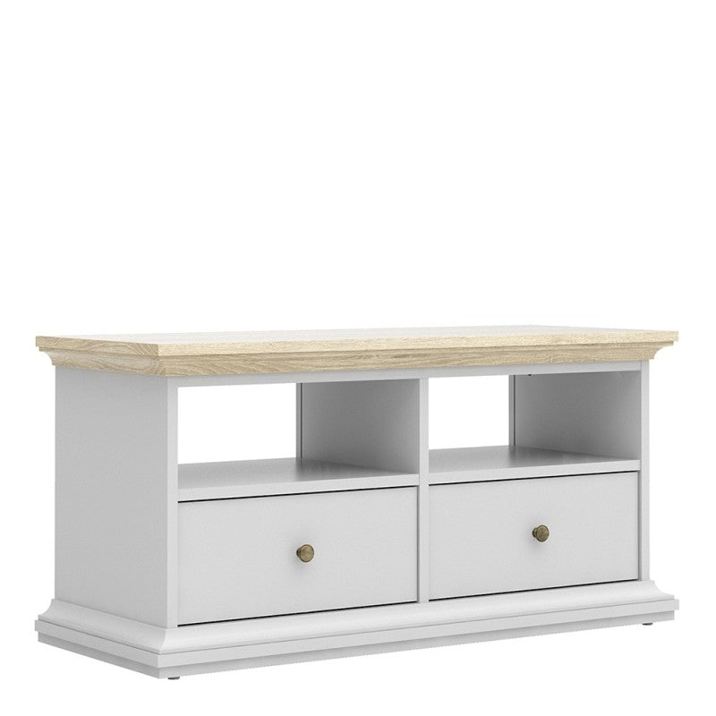 Paris TV Unit - 2 Doors 2 Drawers in White and Oak