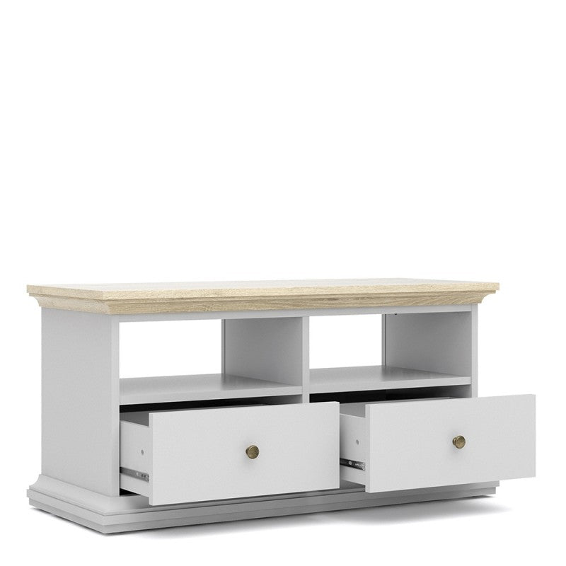 Paris TV Unit - 2 Doors 2 Drawers in White and Oak