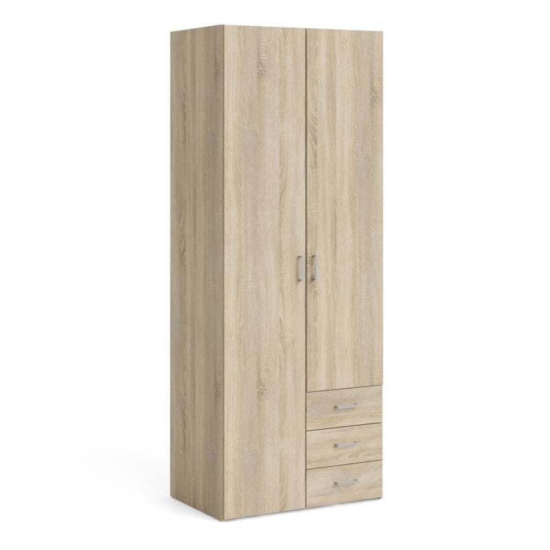 Space Wardrobe - 2 Doors 3 Drawers in Oak