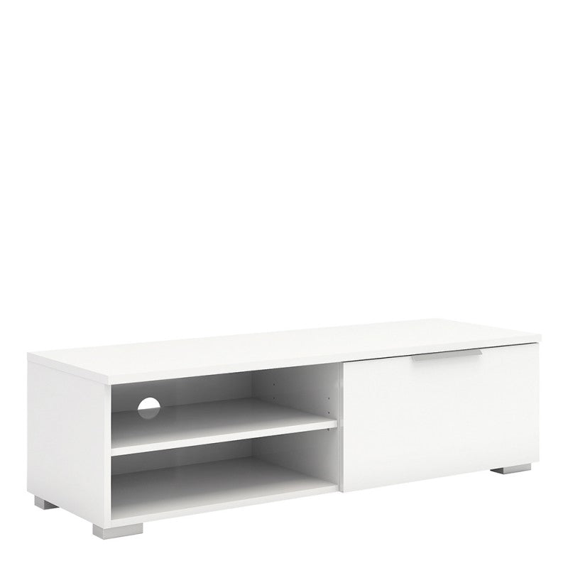 Match TV Unit 1 Drawers 2 Shelf in White High Gloss