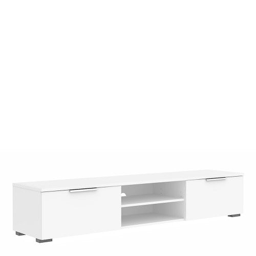 Match TV Unit 2 Drawers 2 Shelf in White High Gloss