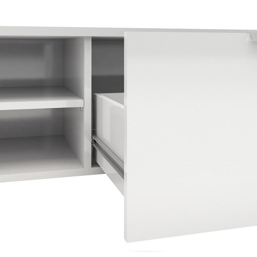Match TV Unit 2 Drawers 2 Shelf in White High Gloss