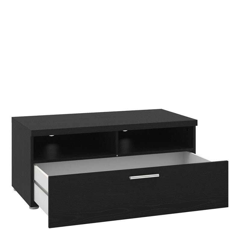Napoli TV Unit 1 Drawer 2 Shelves in Black Woodgrain