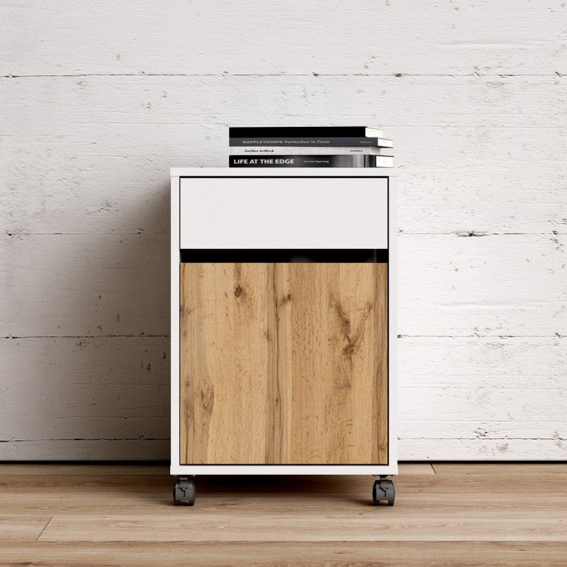 Function Plus Mobile cabinet in White and Wotan light oak