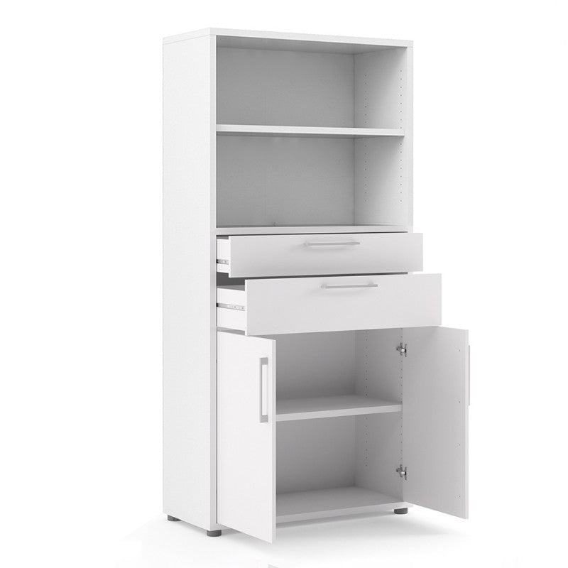 Prima Bookcase 2 Shelves with 2 Drawers and 2 Doors in White