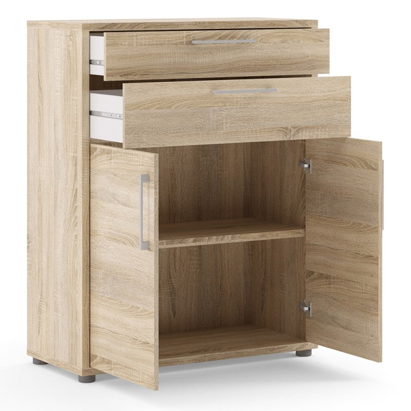 Prima Bookcase 1 Shelve with 2 Drawers and 2 Doors in Oak