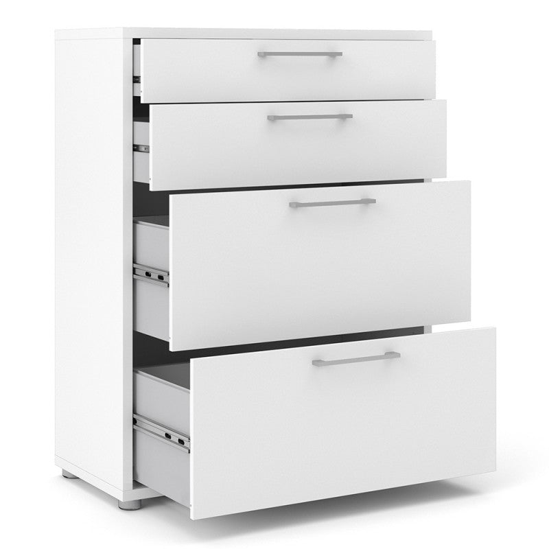 Prima Office Storage with 2 Drawers + 2 File Drawers in White